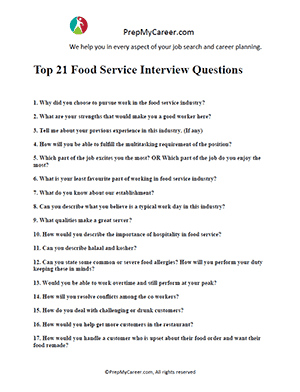 Food Service Interview Questions 1