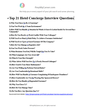 Hotel Concierge Interview Questions
