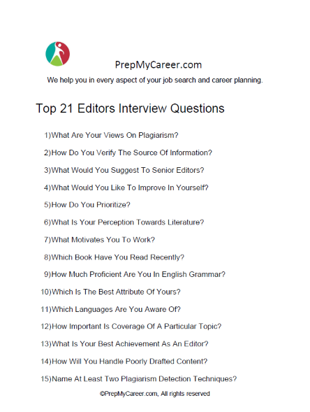 Editors Interview Questions
