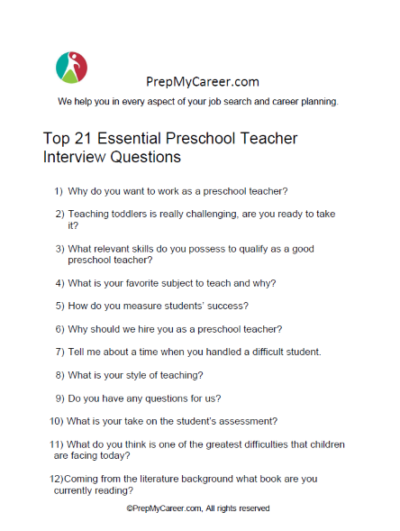 Essential Preschool Teacher Interview Questions