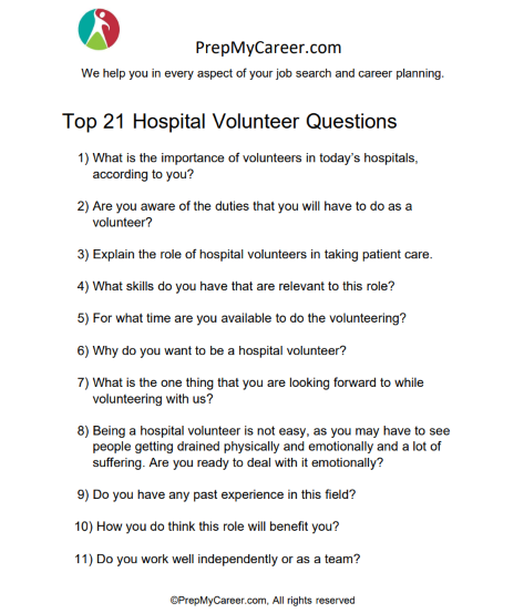 Hospital Volunteer Questions 2