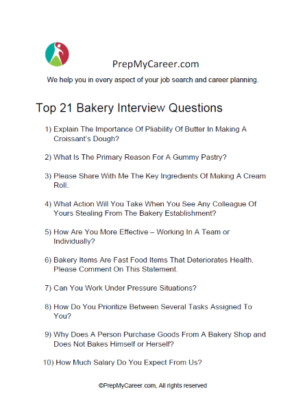 Bakery Interview Questions