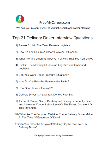Delivery Driver Interview Questions