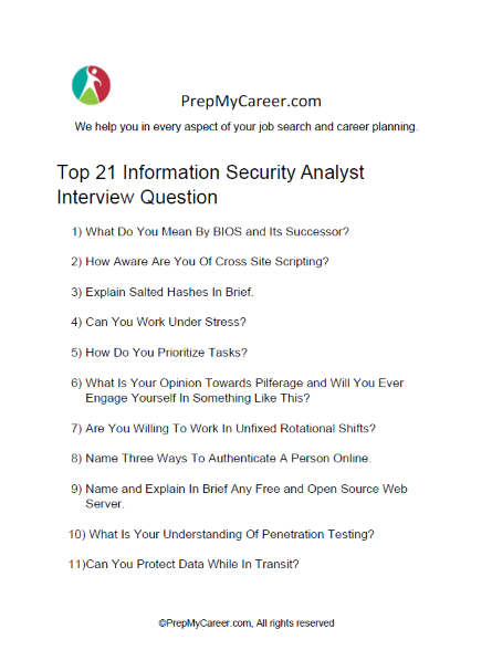 Information Security Analyst Interview Question
