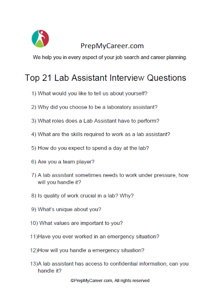 Lab Assistant Interview Questions