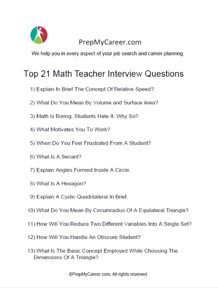 Math Teacher Interview Questions