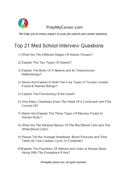 Med School Interview Questions