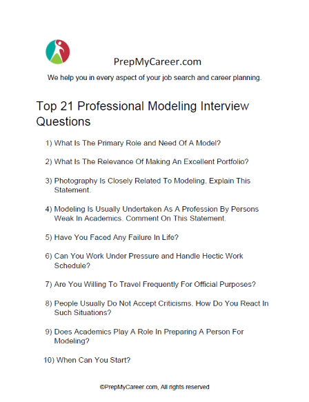 Professional Modeling Interview Questions