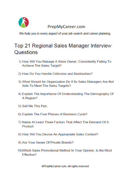 Regional Sales Manager Interview Questions