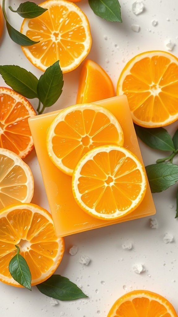 Citrus Burst Exfoliating Soap with orange slices and green leaves