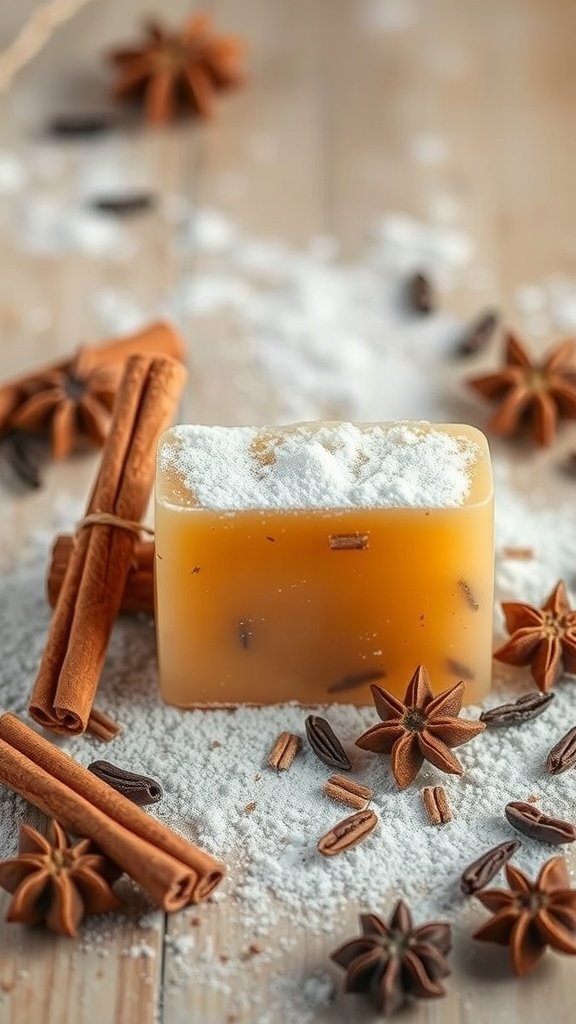 Cinnamon and Clove Spiced Soap with cinnamon sticks and star anise