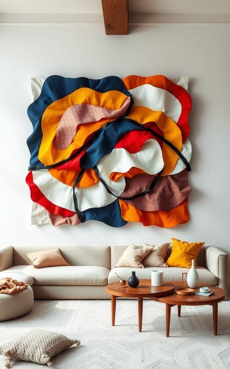 Fabric Scrap Wall Art with Abstract Designs
