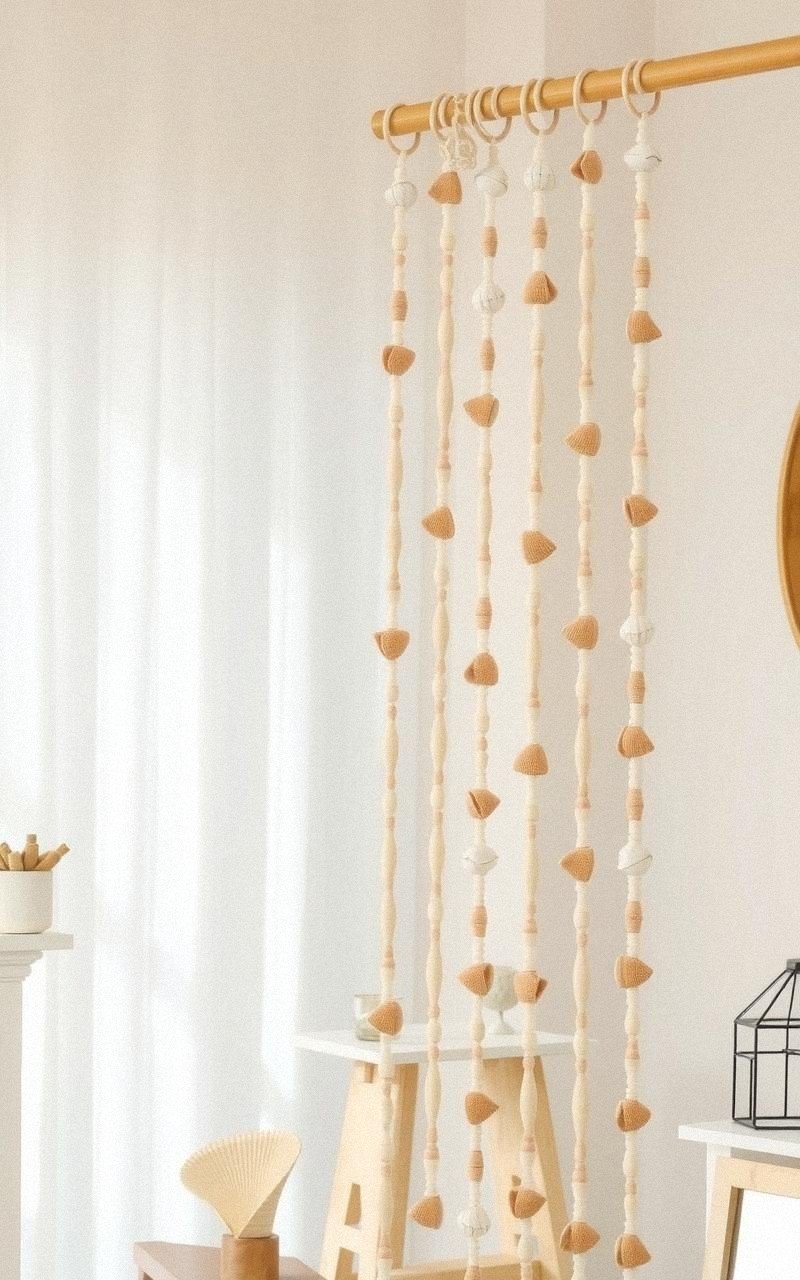 Boho Chic Shell and Bead Curtain for Beach Vibes