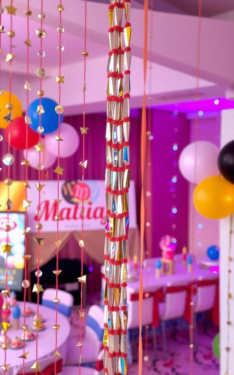 Festive Metallic and Colored Bead Curtain for Parties