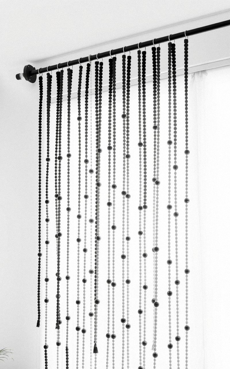 Minimalist Monochrome Beaded Curtain Design