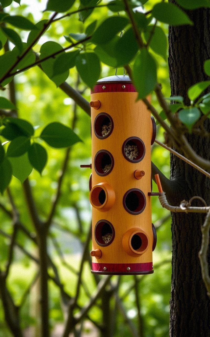 DIY Log Feeder with Seed-Filled Holes