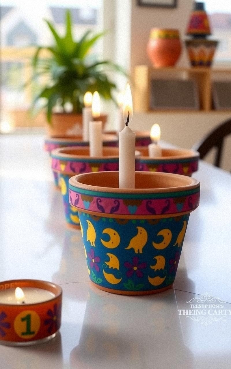 Colorful Painted Terracotta Pot Holders