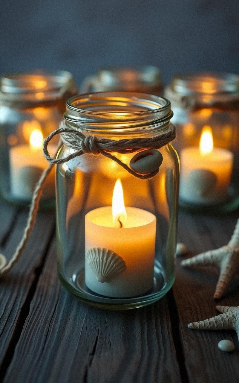 Glass Jar Lanterns with Twine Wrap