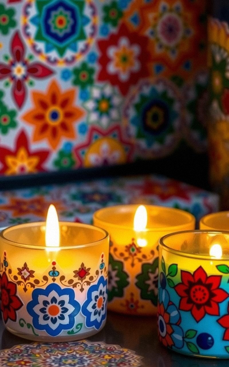 Mosaic Tile Candle Holders with Color Splash