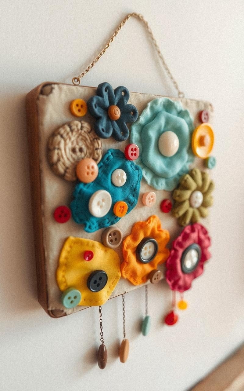 Assemble a Fabric and Button Mixed Media Art Piece