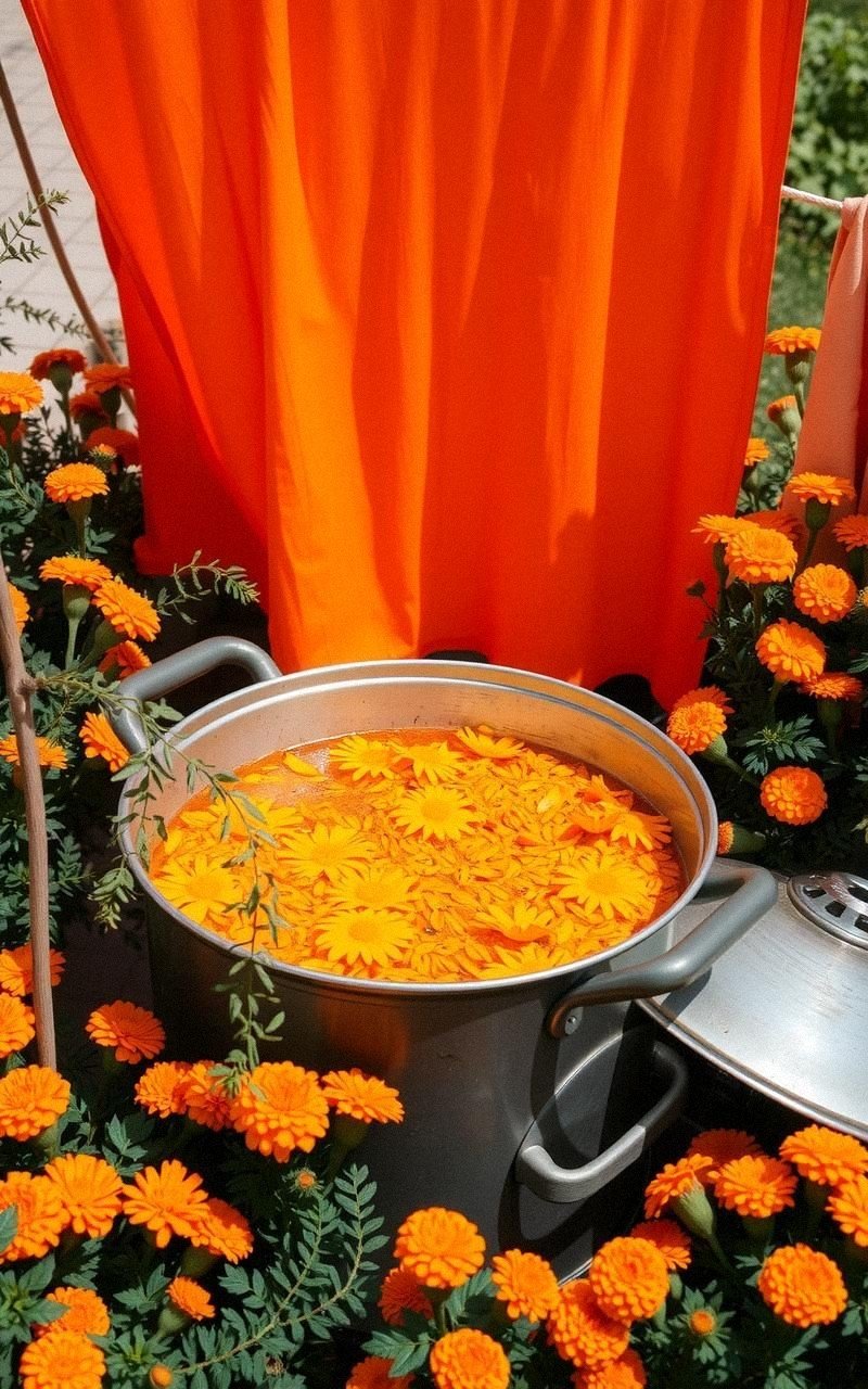 Bright Orange From Marigold Flower Dye