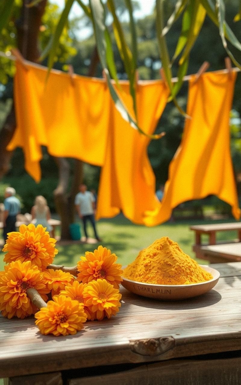 Golden Yellow From Marigold And Alum Mordant
