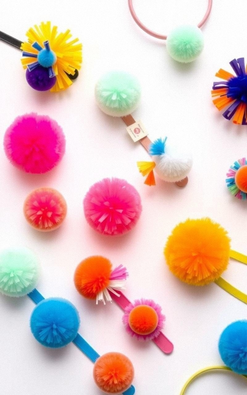 Add Pom Poms to Hair Accessories for a Cute Look