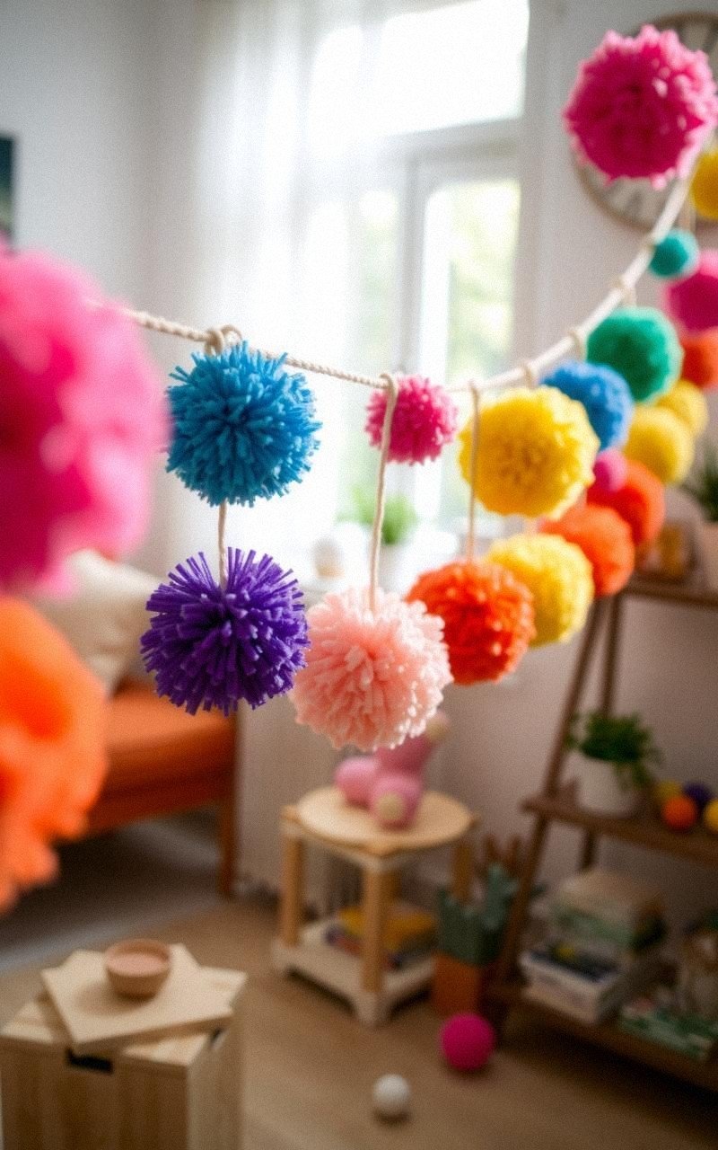 Create a Vibrant Pom Pom Garland for Any Room