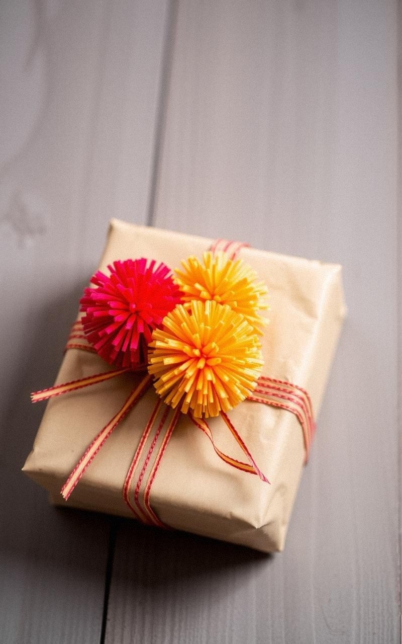 Decorate Gift Wrapping with Pom Pom Embellishments