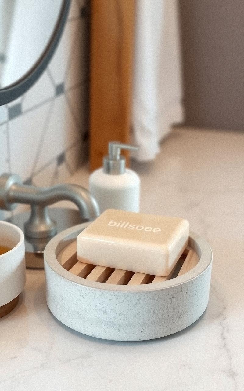 Concrete Soap Dish With Wooden Inserts