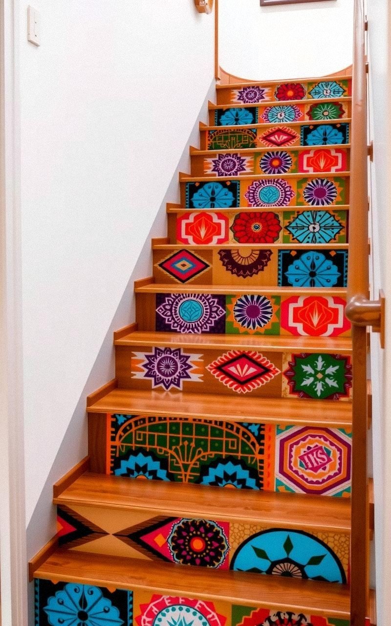 Refresh Stair Risers with Colorful Patterned Stencils