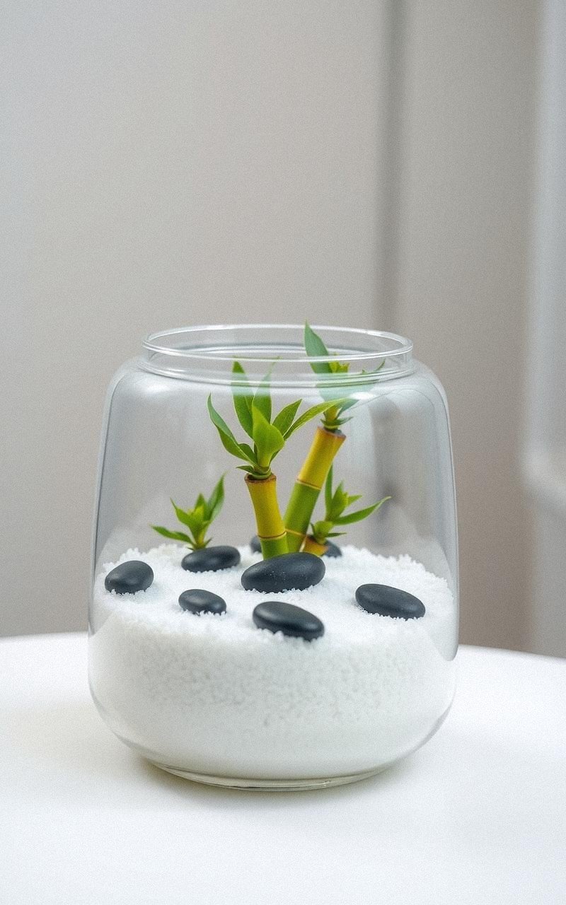 Zen Sand and Bamboo Terrarium for Tranquility