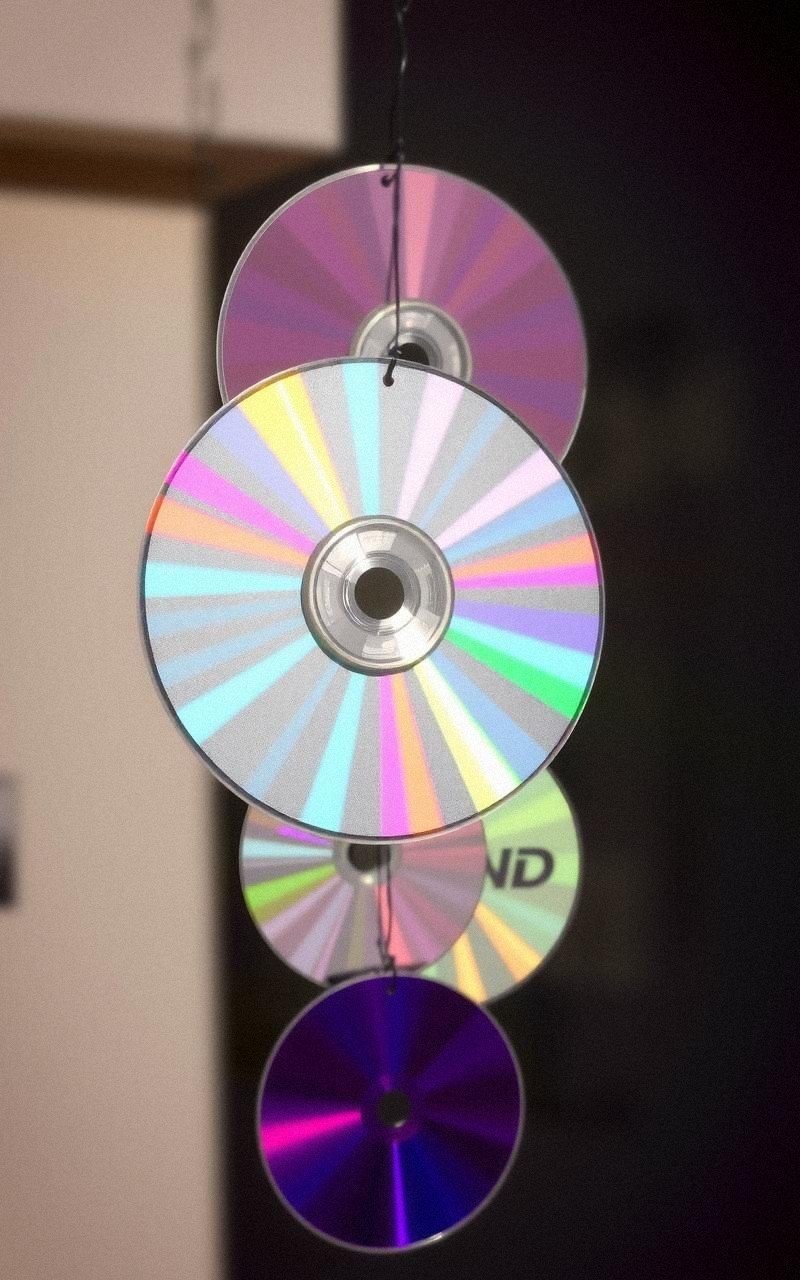 CD Wind Chime Reflecting Light and Sound