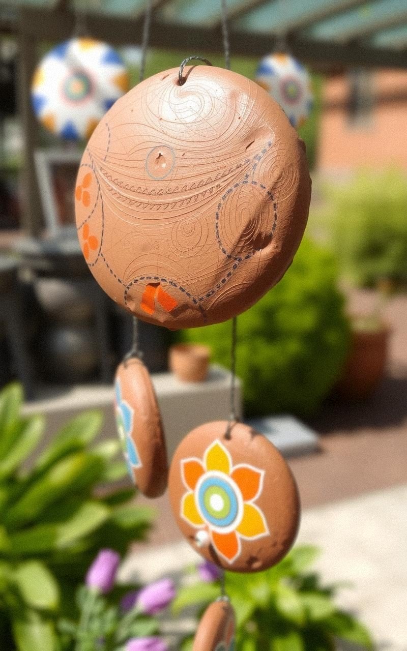 Clay Disc Wind Chime With Handcrafted Charm