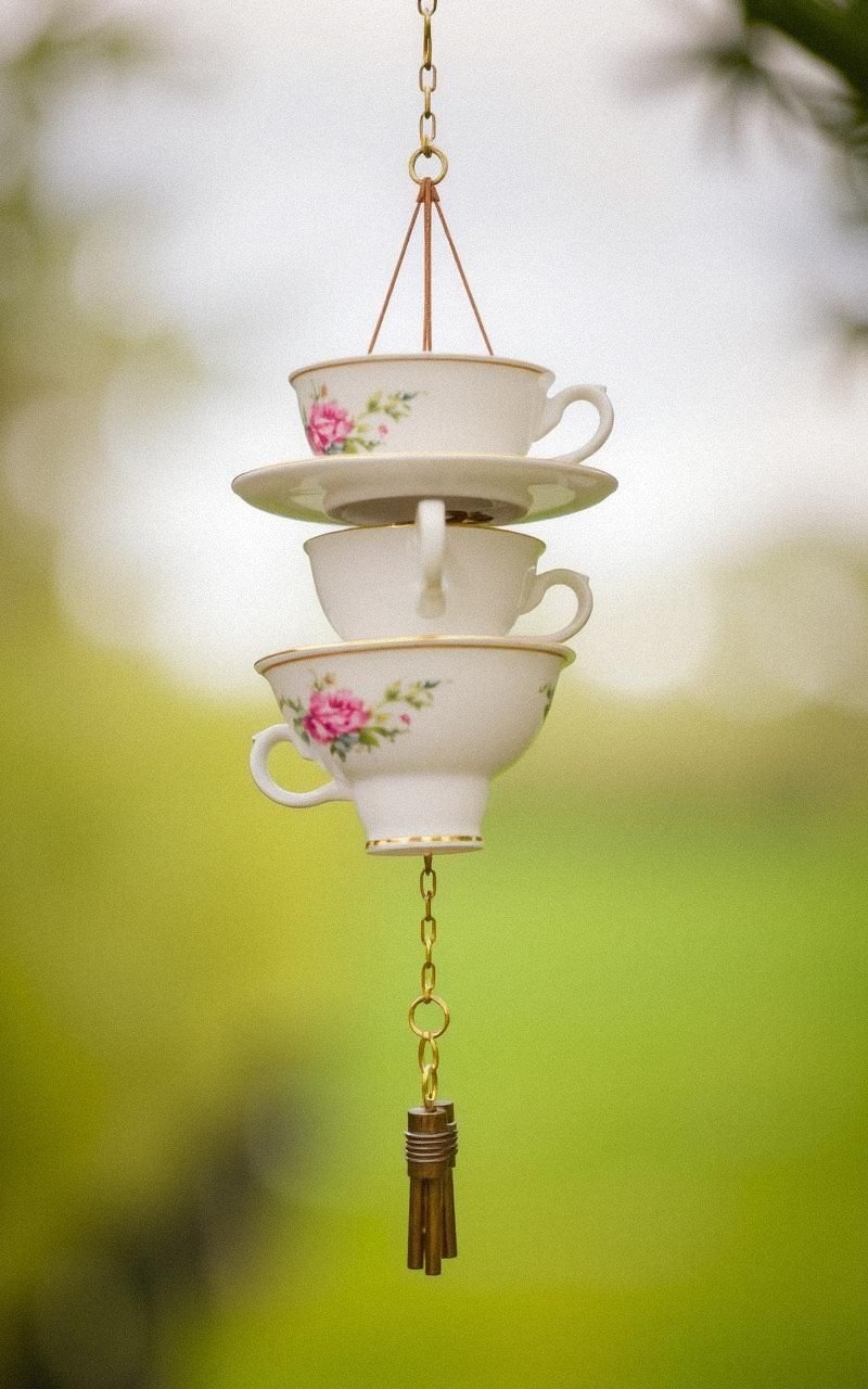 Tea Cup Wind Chime With Vintage Elegance