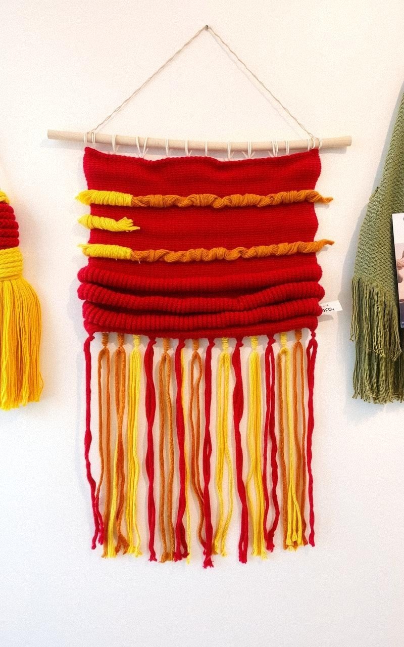 Bright Wool Wall Art With Fringe Details