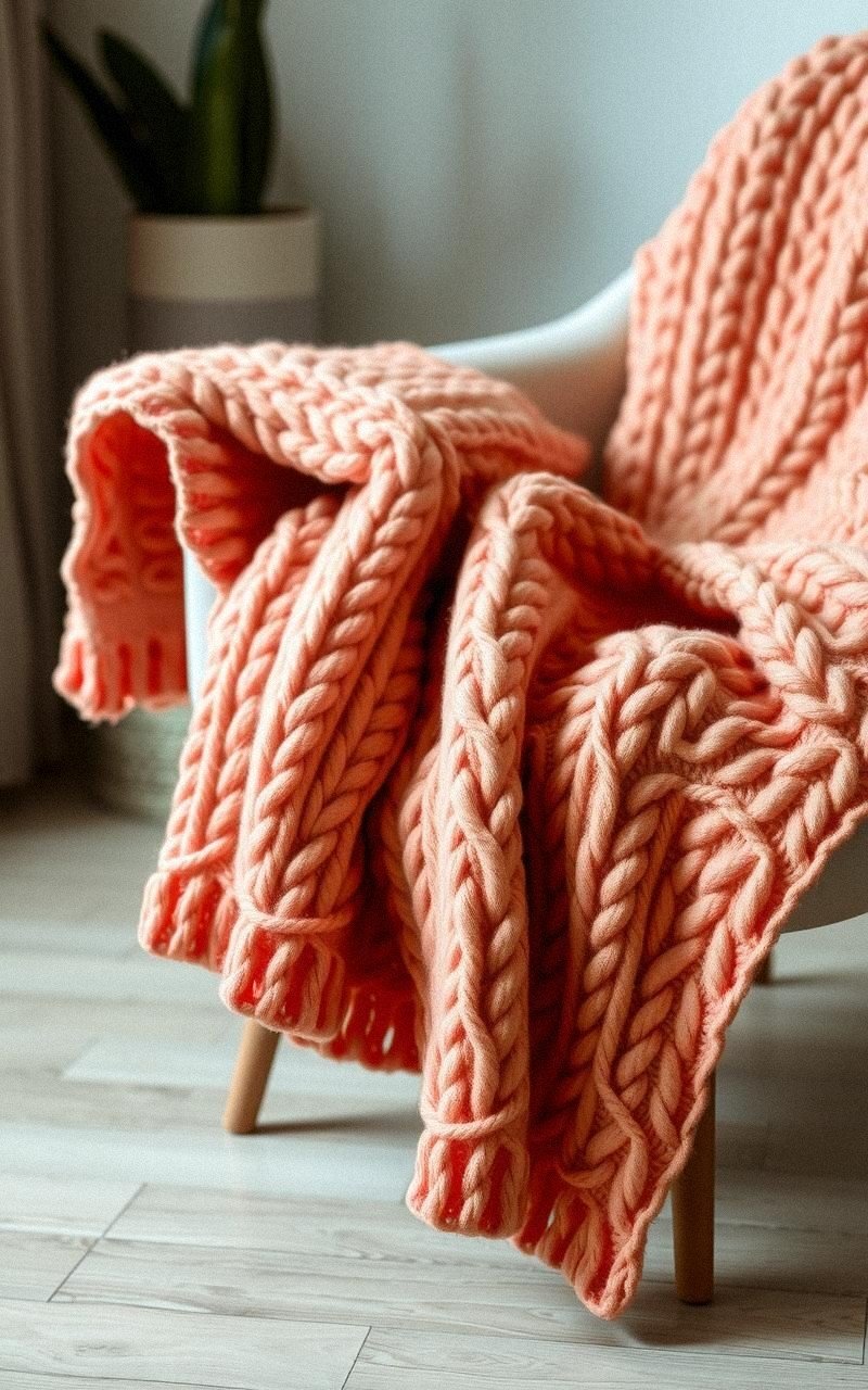 Cozy Chunky Knit Throw Blanket