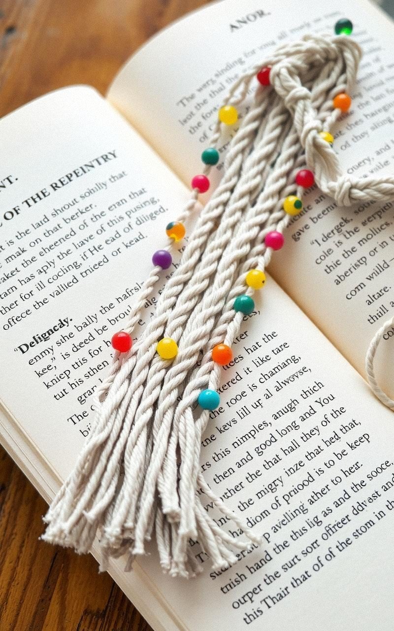 DIY Woven Bookmark With Beaded Fringe