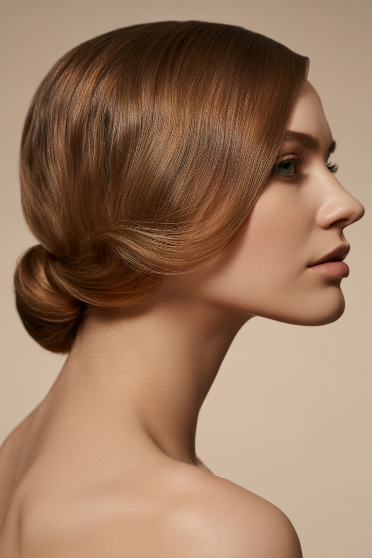 Low Bun with Side Part for a Sleek Finish