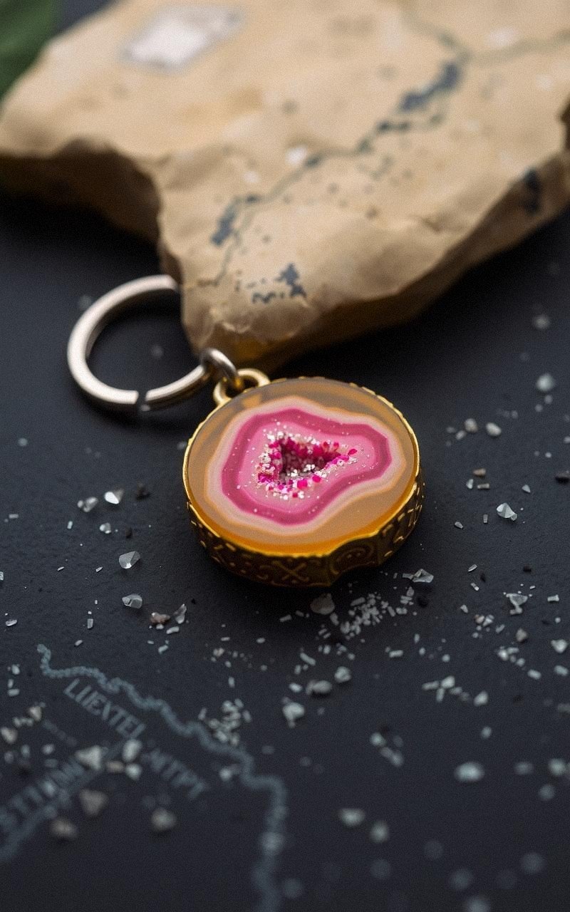Bright Resin Geode Slice Keychain