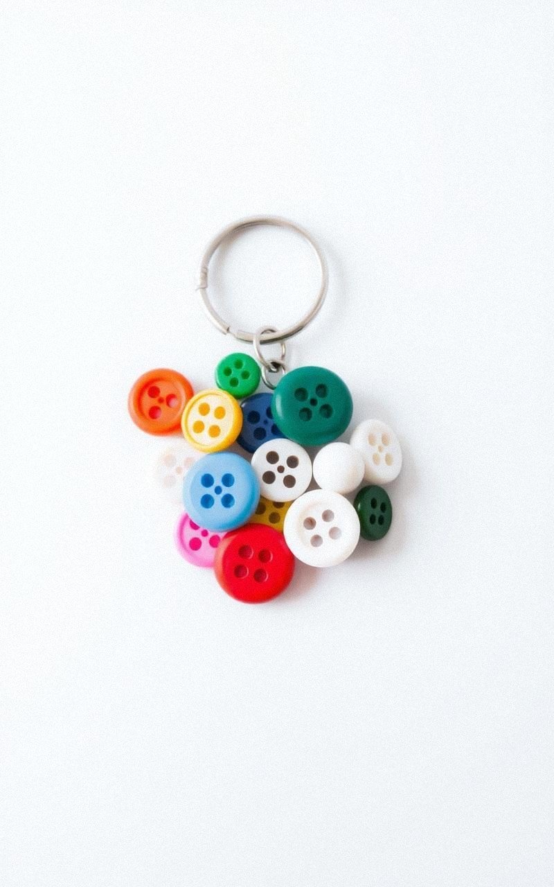 Button Cluster Keychain With Colorful Mix
