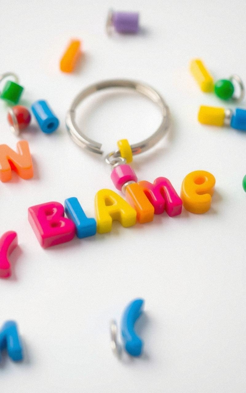 Colorful Beaded Keychain With Alphabet Letters