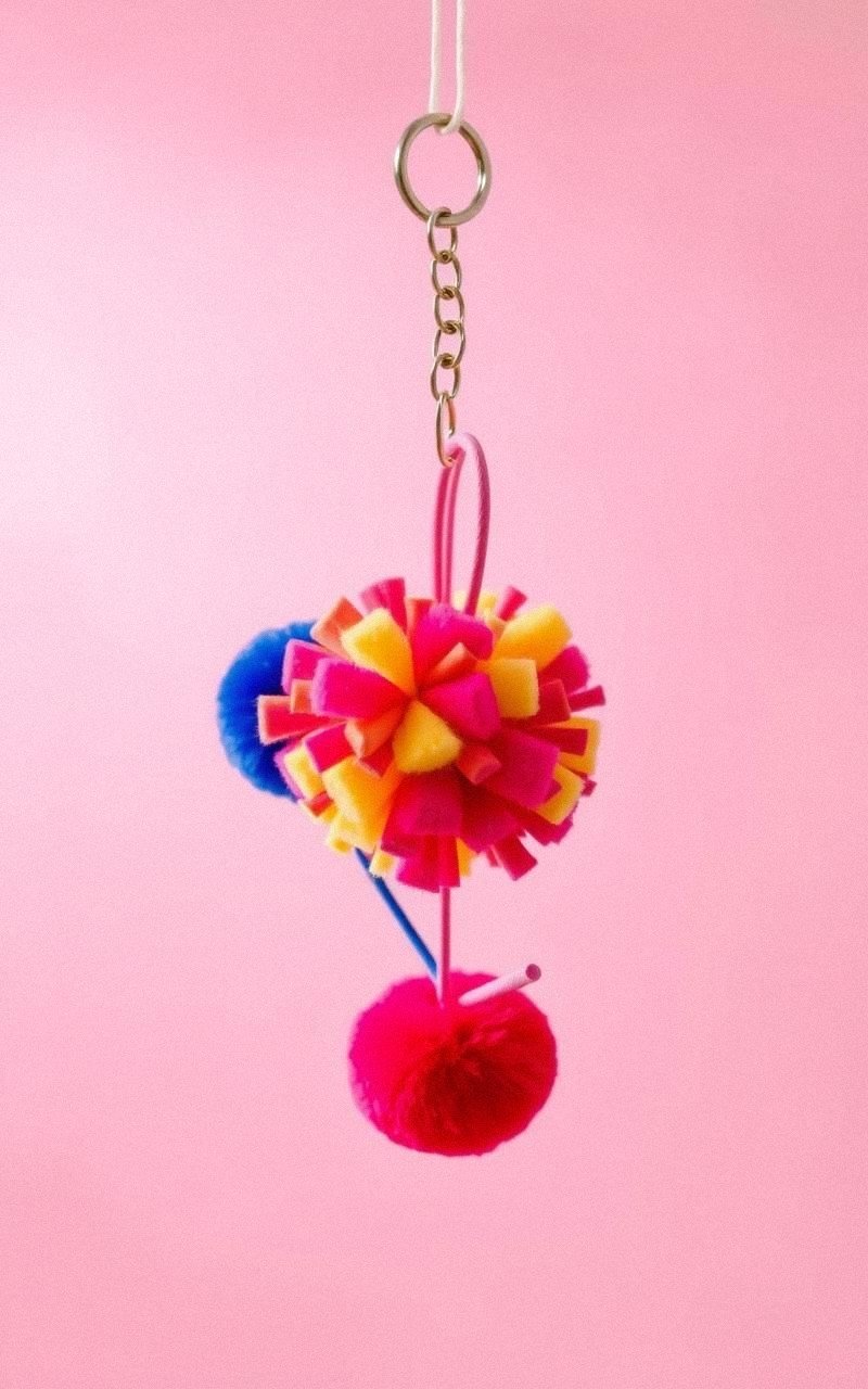 Mini Pom-Pom Fluffy Keychain Charm