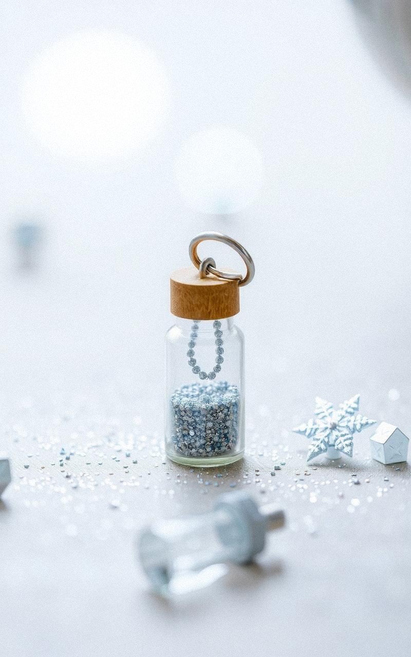 Miniature Bottle Keychain With Glitter Inside