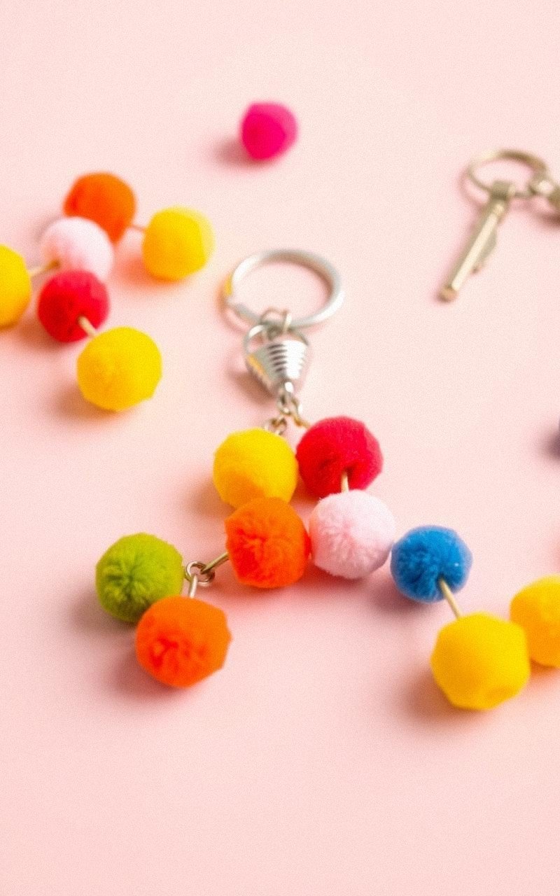Miniature Pom-Pom Garland Keychain