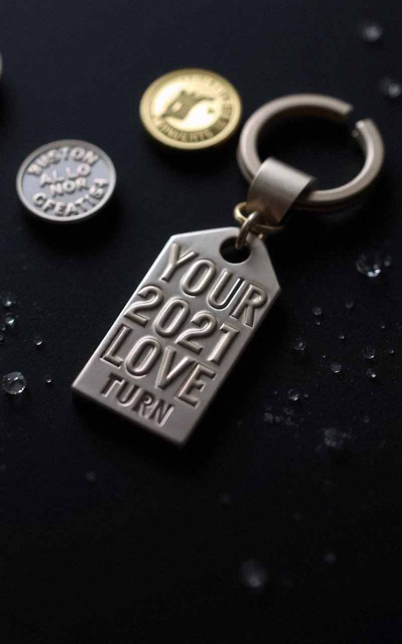 Stamped Metal Tag Keychain With Message