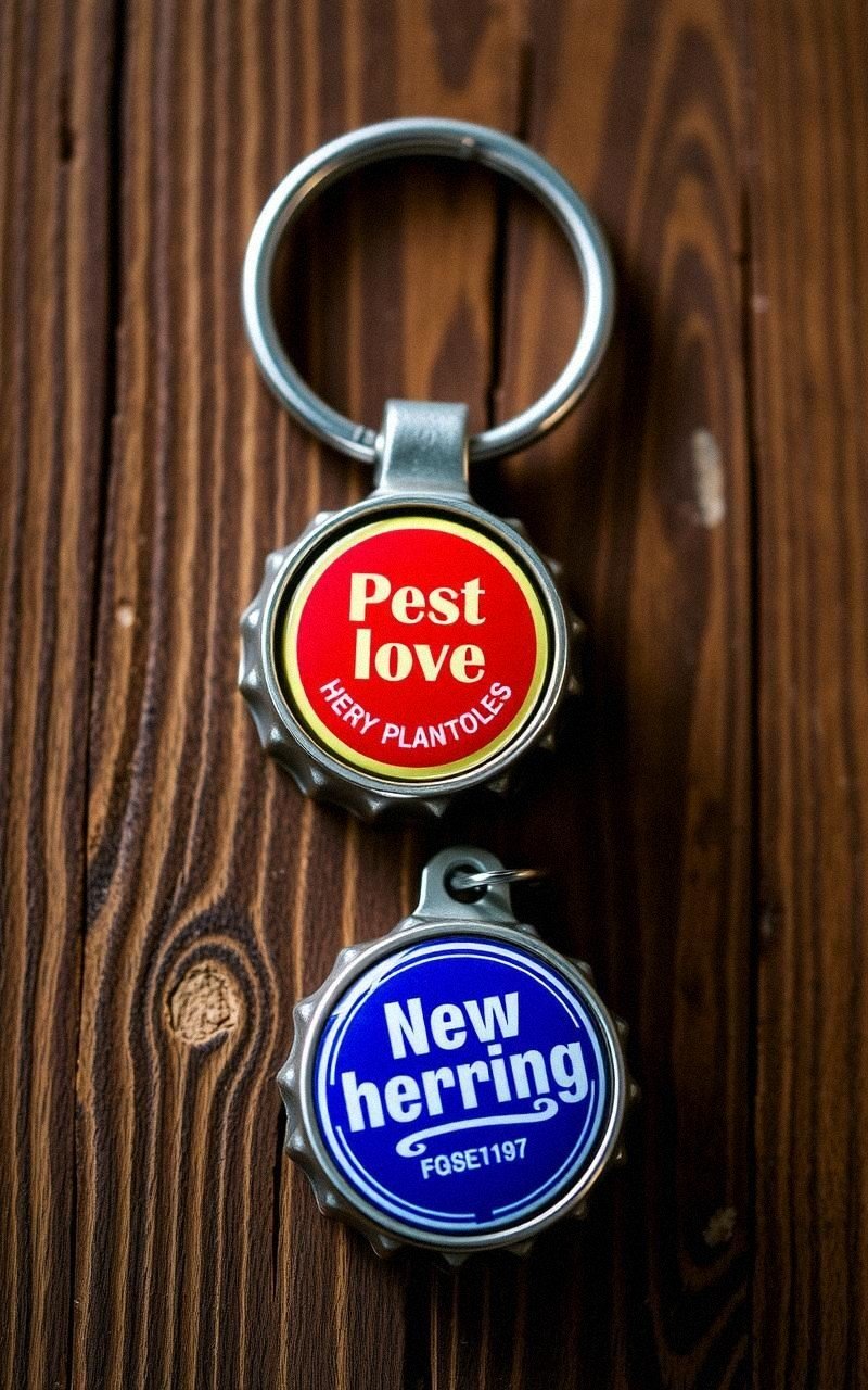 Upcycled Bottle Cap Keychain With Printed Insert