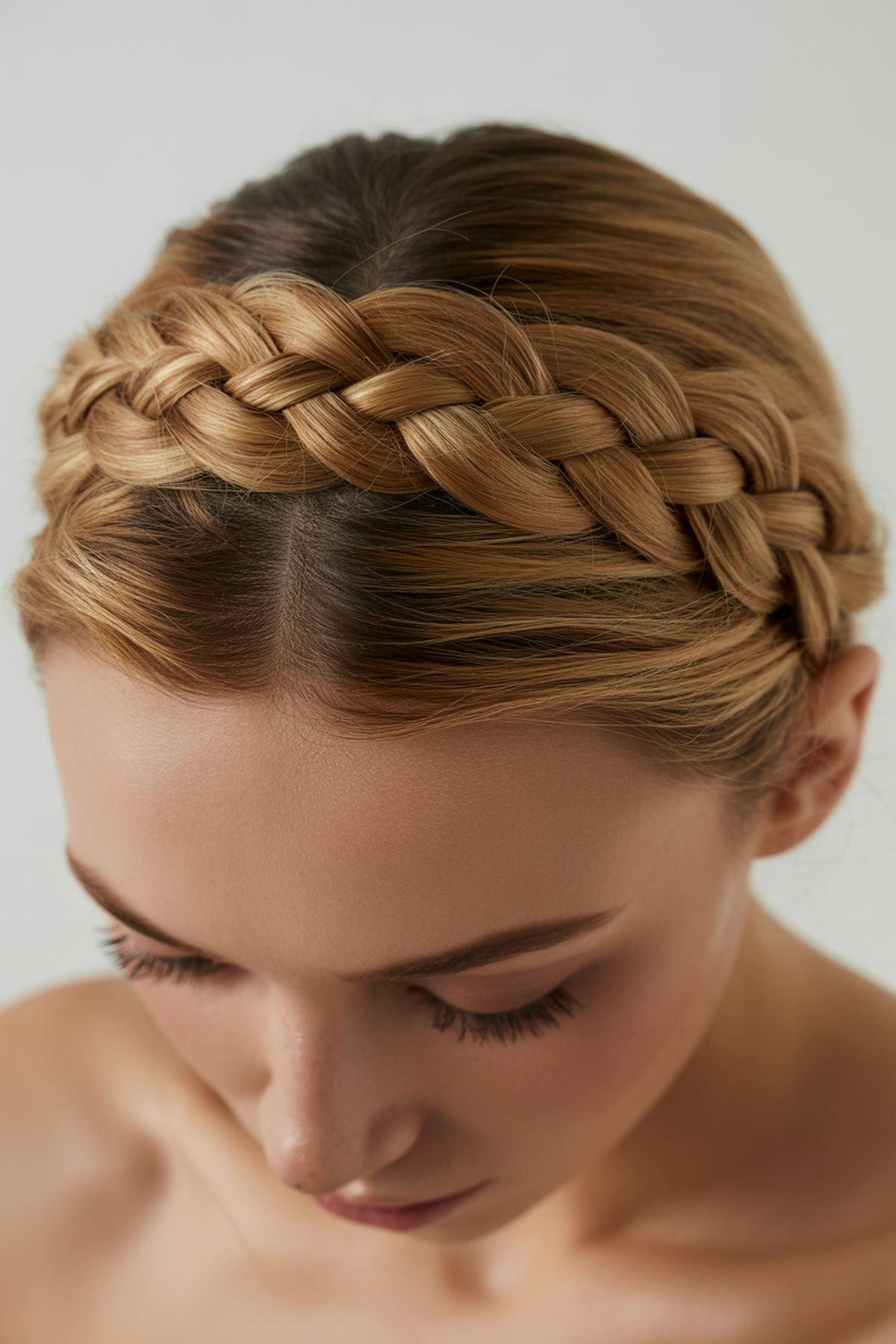 Crisscross Braided Headband With Flowing Hair