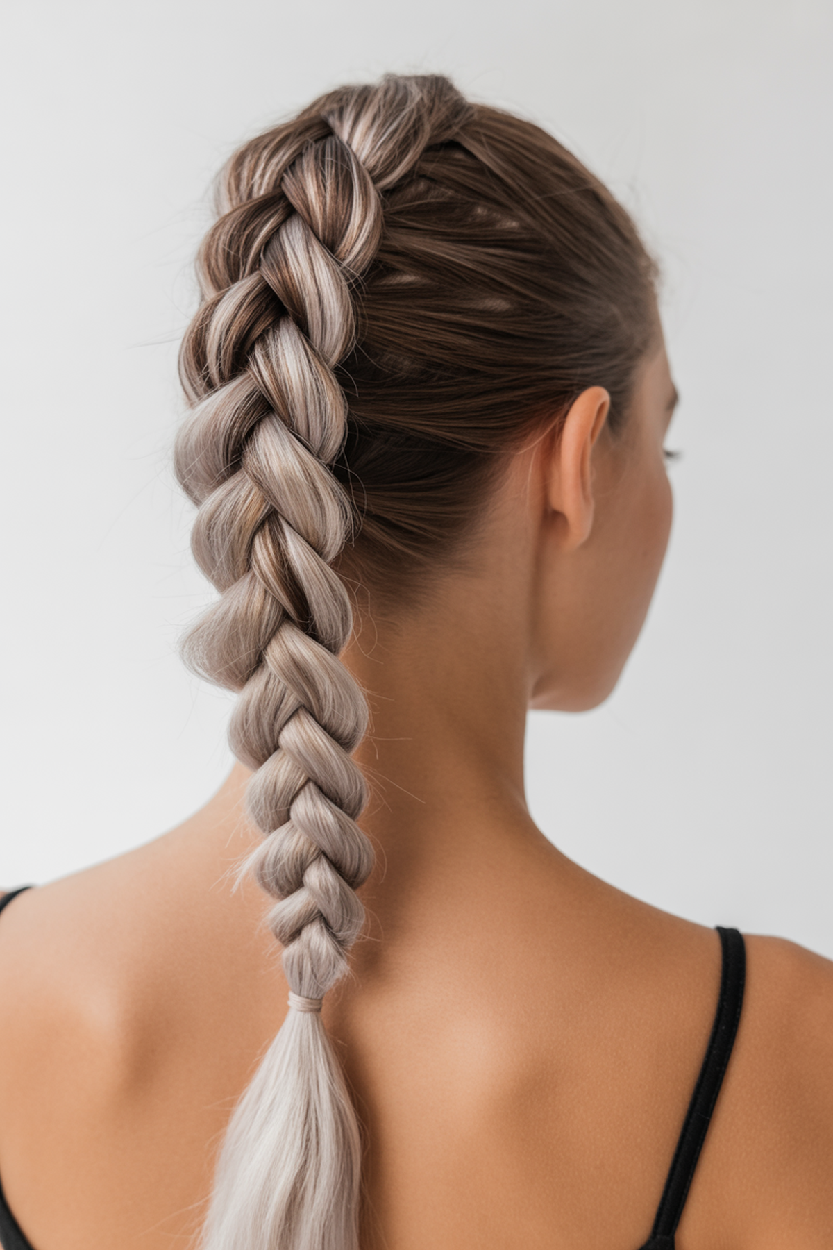 Double French Braids Leading Into a Ponytail