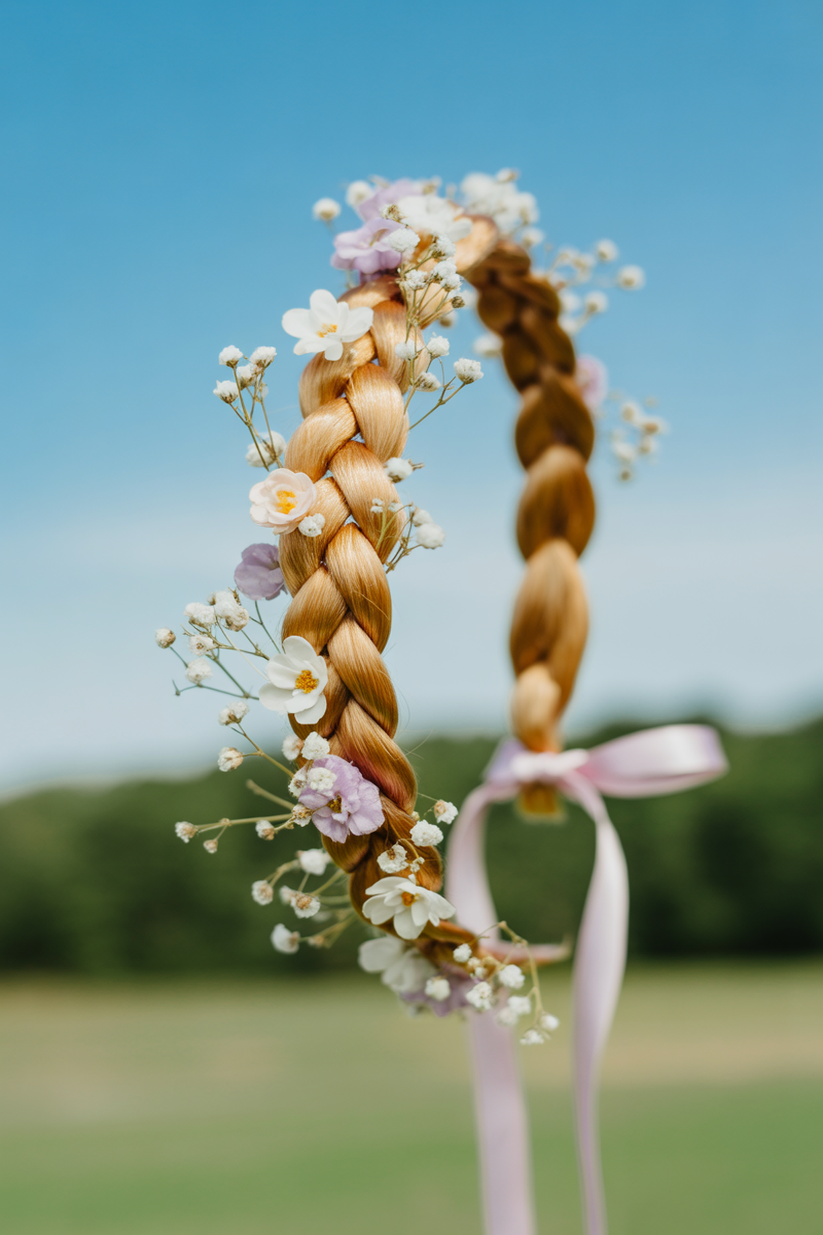 Braided Crown with Floral Accents